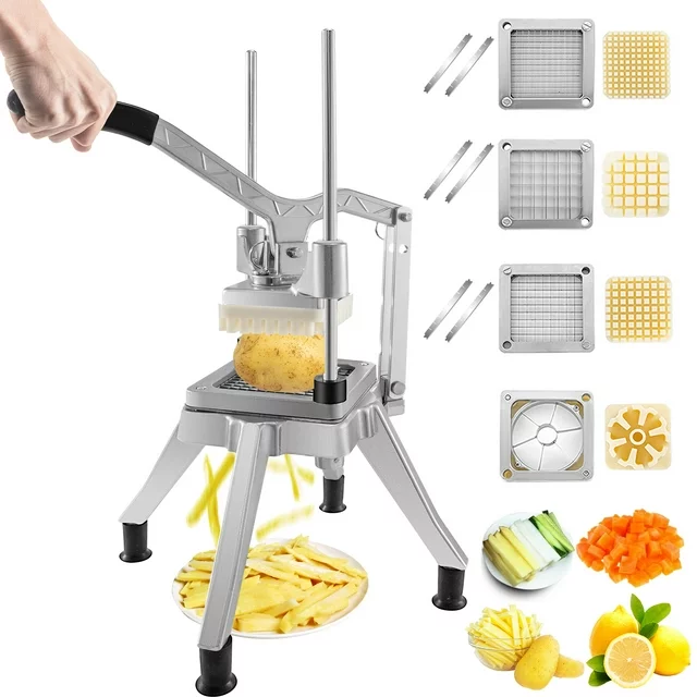 VEVORbrand Commercial Chopper with 4 Replacement Blades Commercial Vegetable Chopper Stainless Steel French Fry Cutter Potato Dicer & Slicer Commercial Vegetable Fruit Chopper for Restaurants&Kitchen